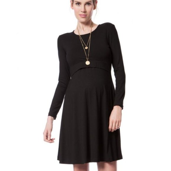 Seraphine Maternity / Nursing Dress - Black Long Sleeve - Picture 1 of 8